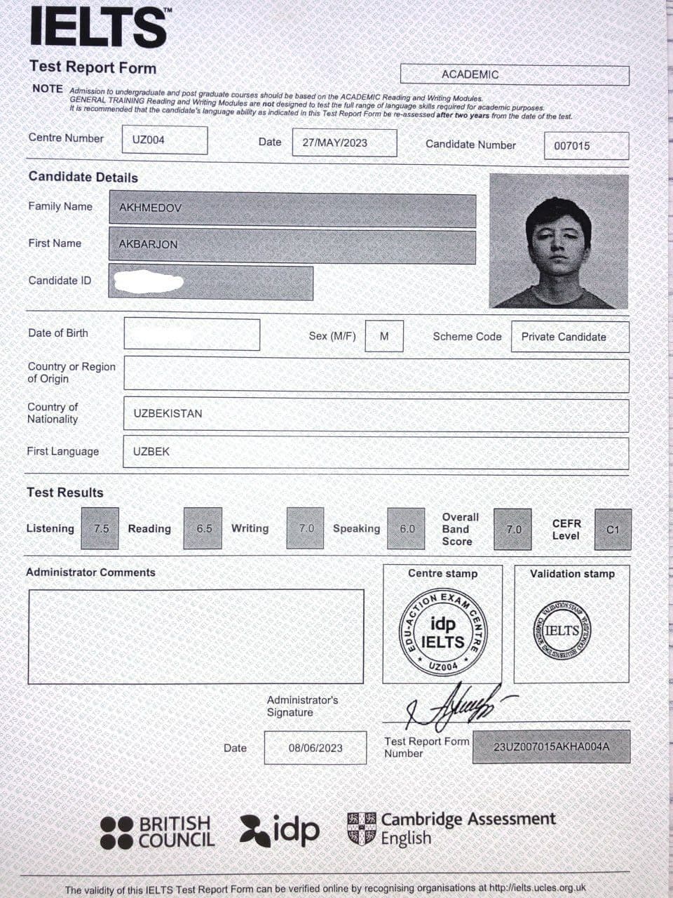 IELTS Certificate 2023 - Band 7 Writing